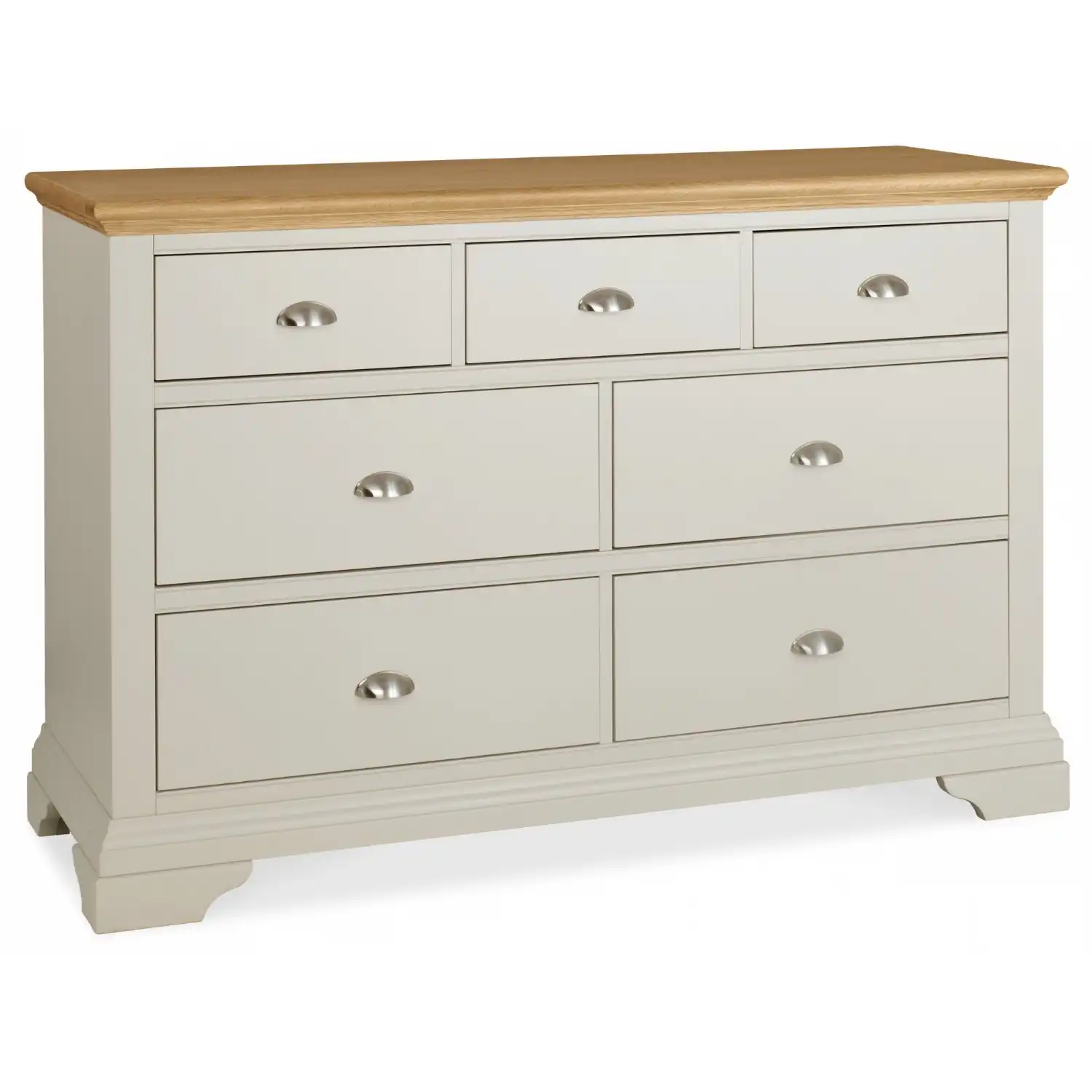 Large Grey Painted Oak Top Chest of 7 Drawers
