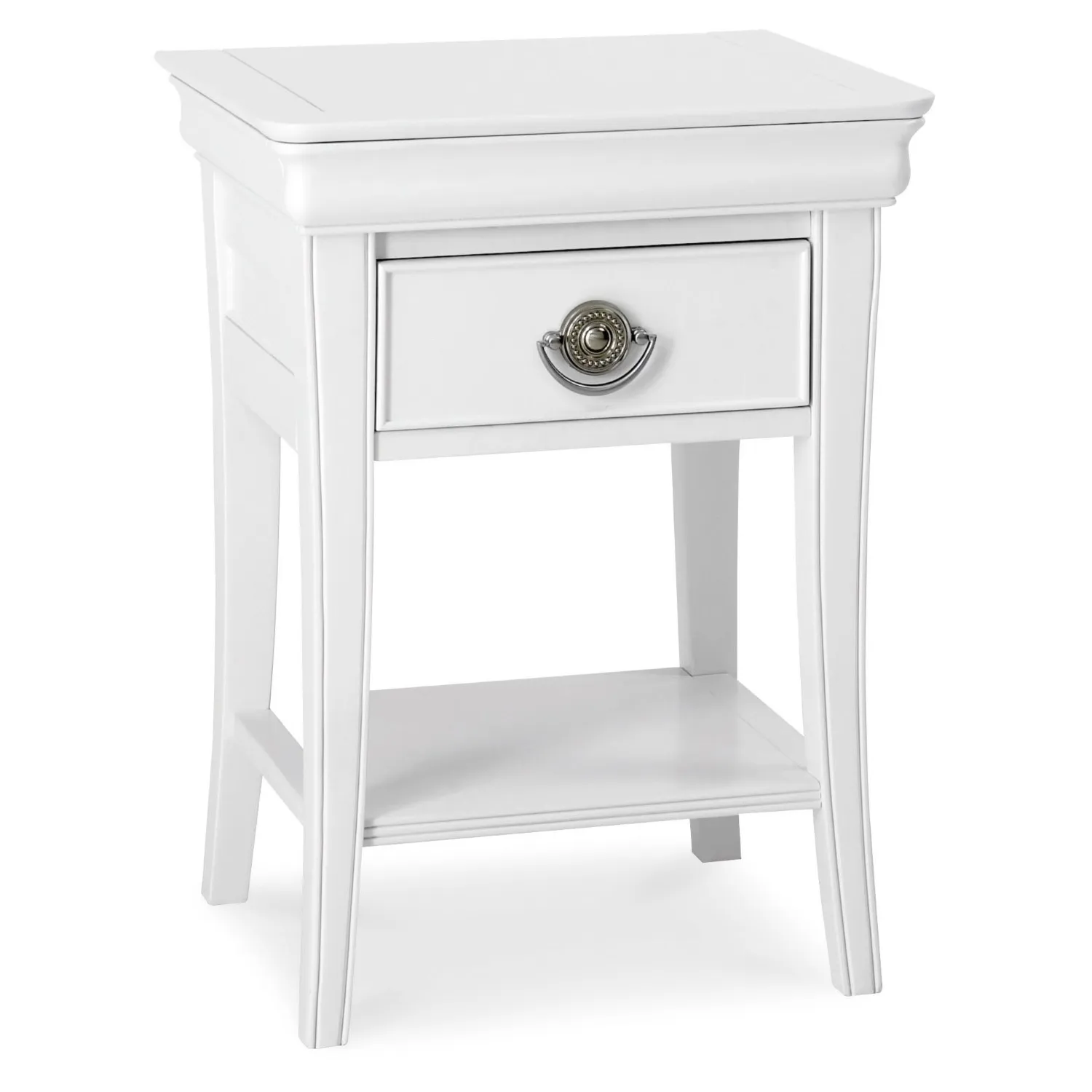 White Painted 2 Drawer Bedside Table with Shelf