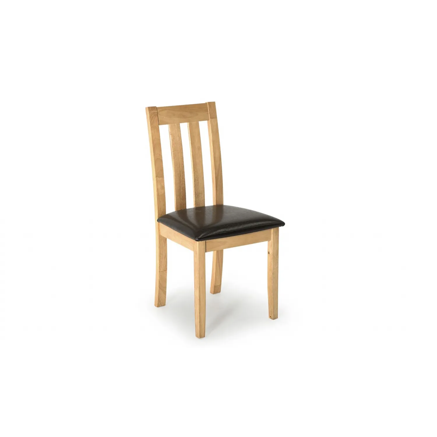 Solid Wood Slat Back Dining Chair Black PU Seat
