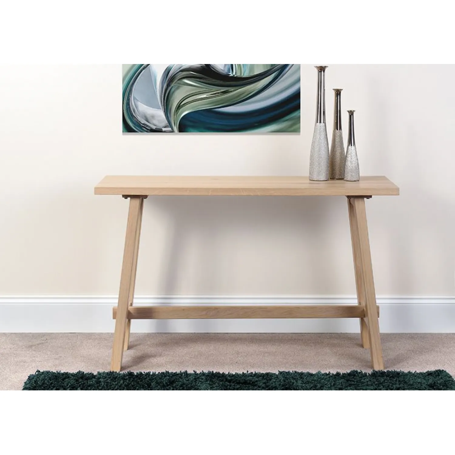 Oak Stone Washed Console Hall Side Table