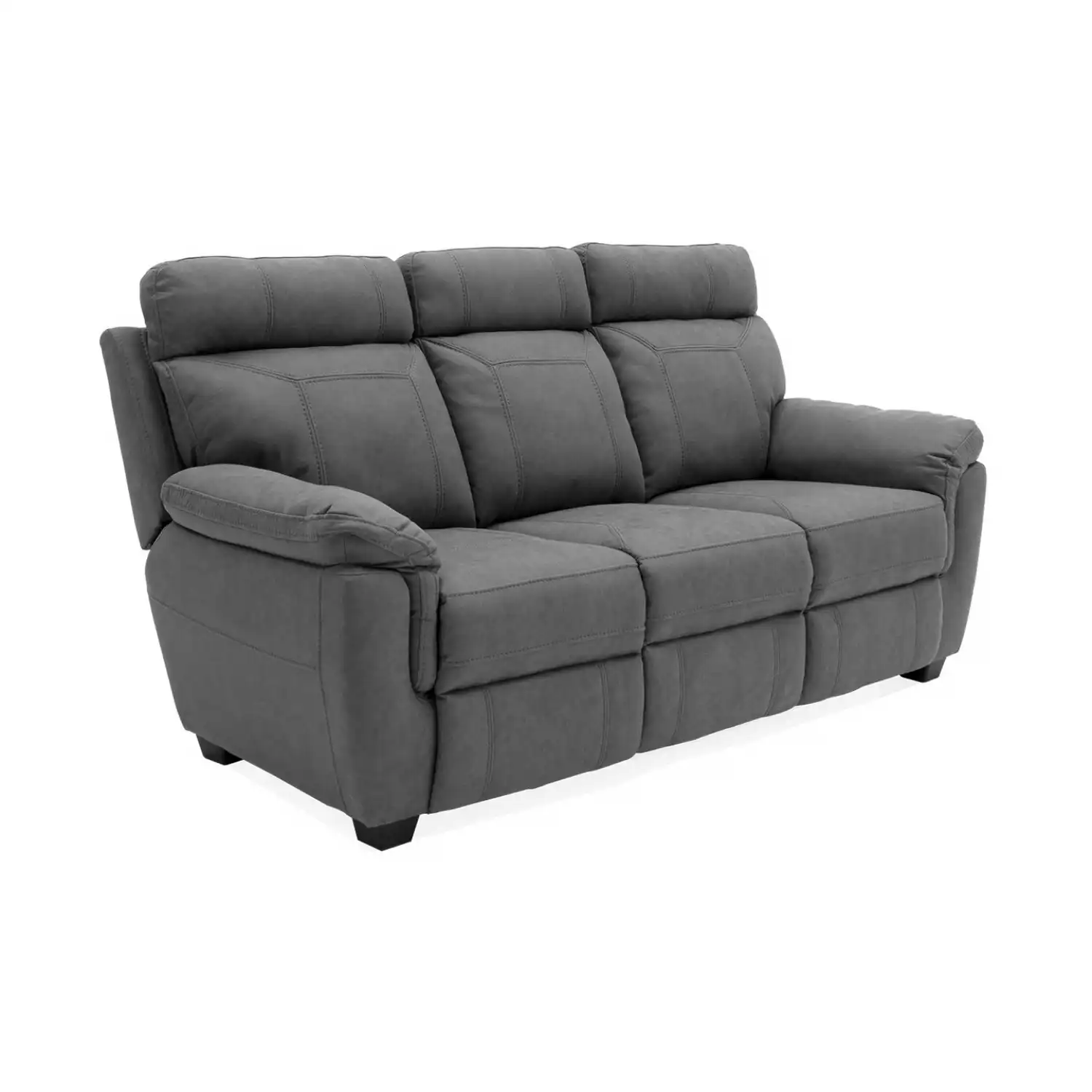 Grey Fabric 3 Seater Sofa with Contrast Stitching