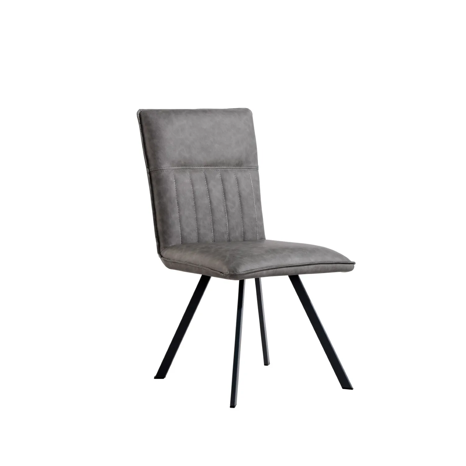 Grey Leather Dining Chair Black Legs