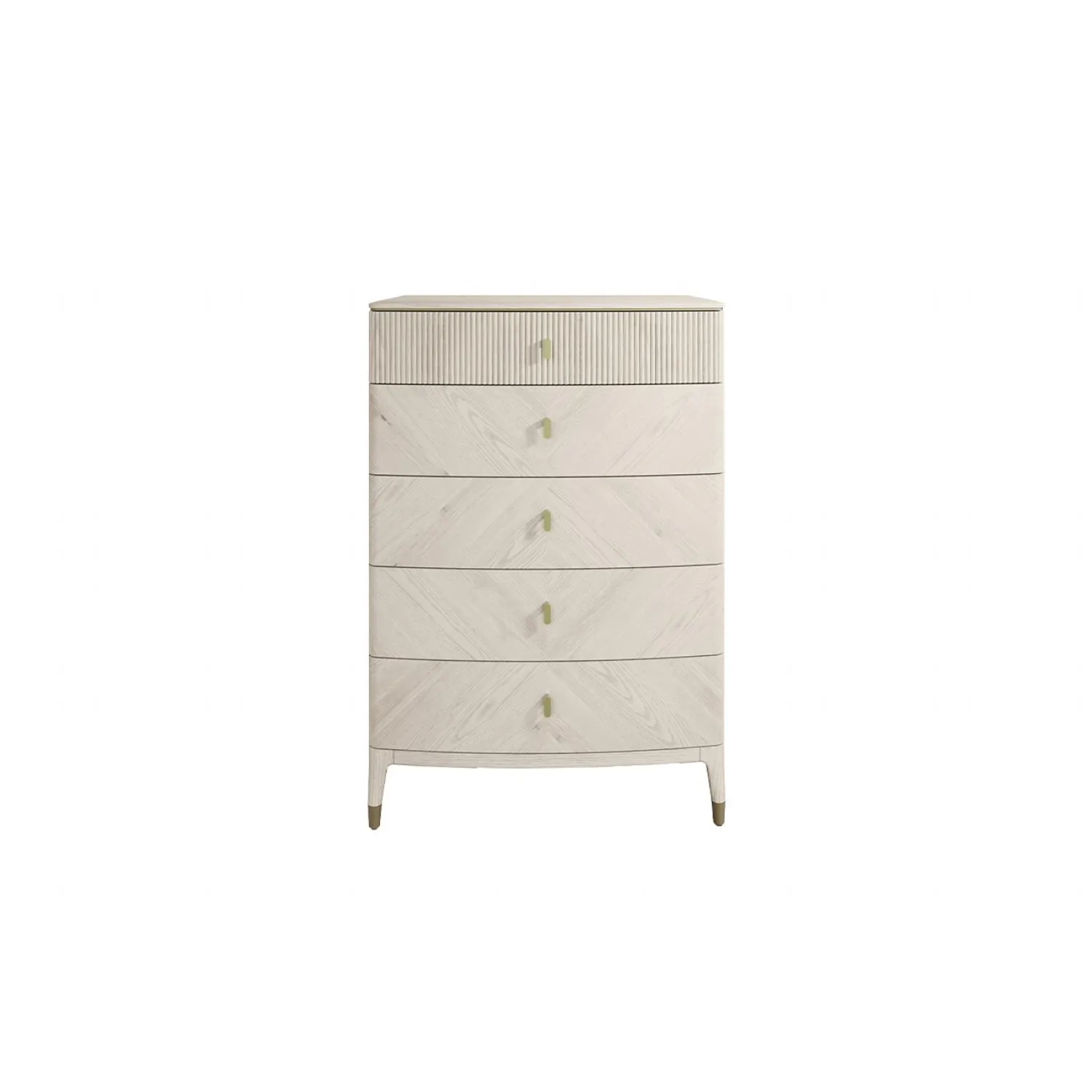 Stone White Wooden Tall Chest of 5 Storage Drawers