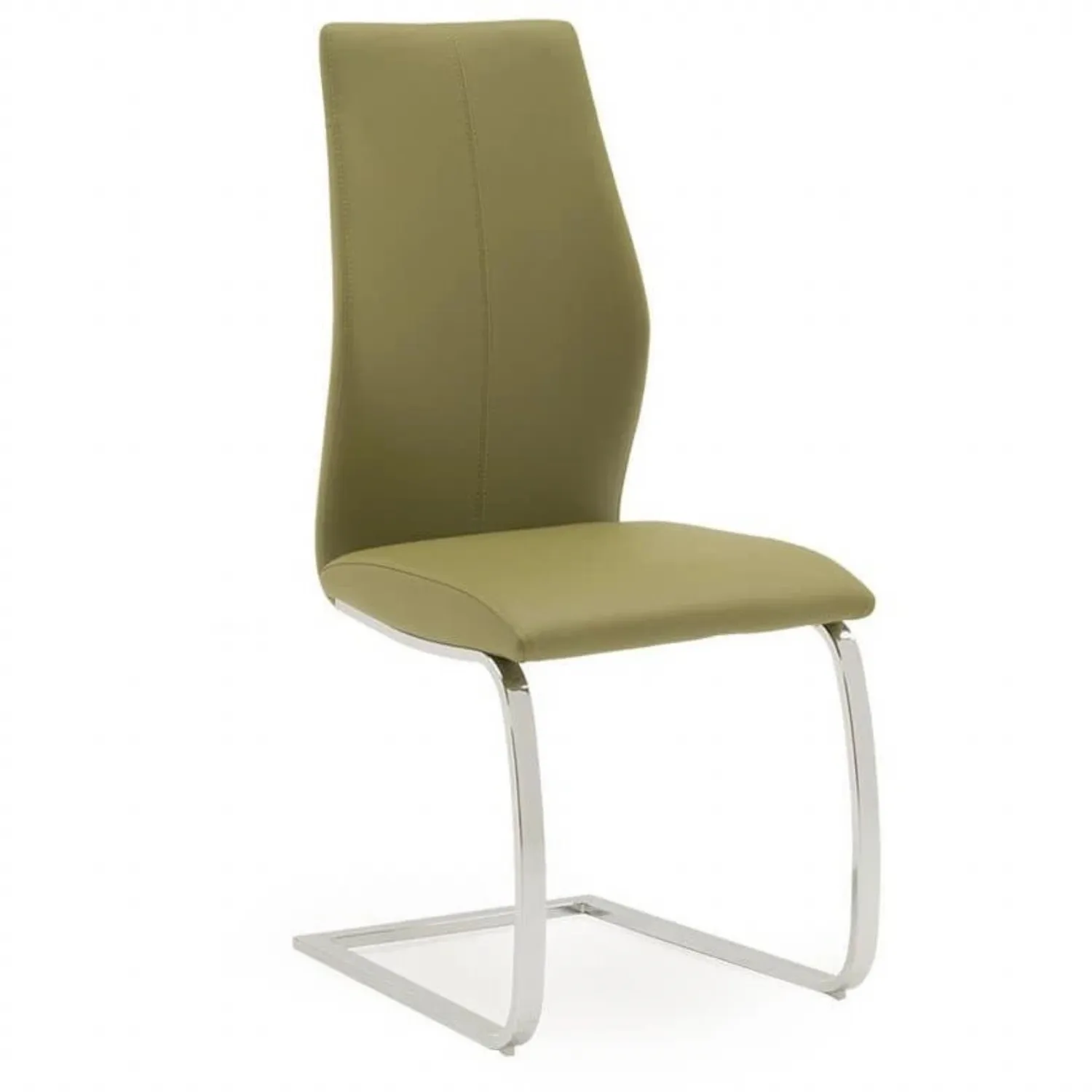 Olive Green Leather Cantilever Dining Chair