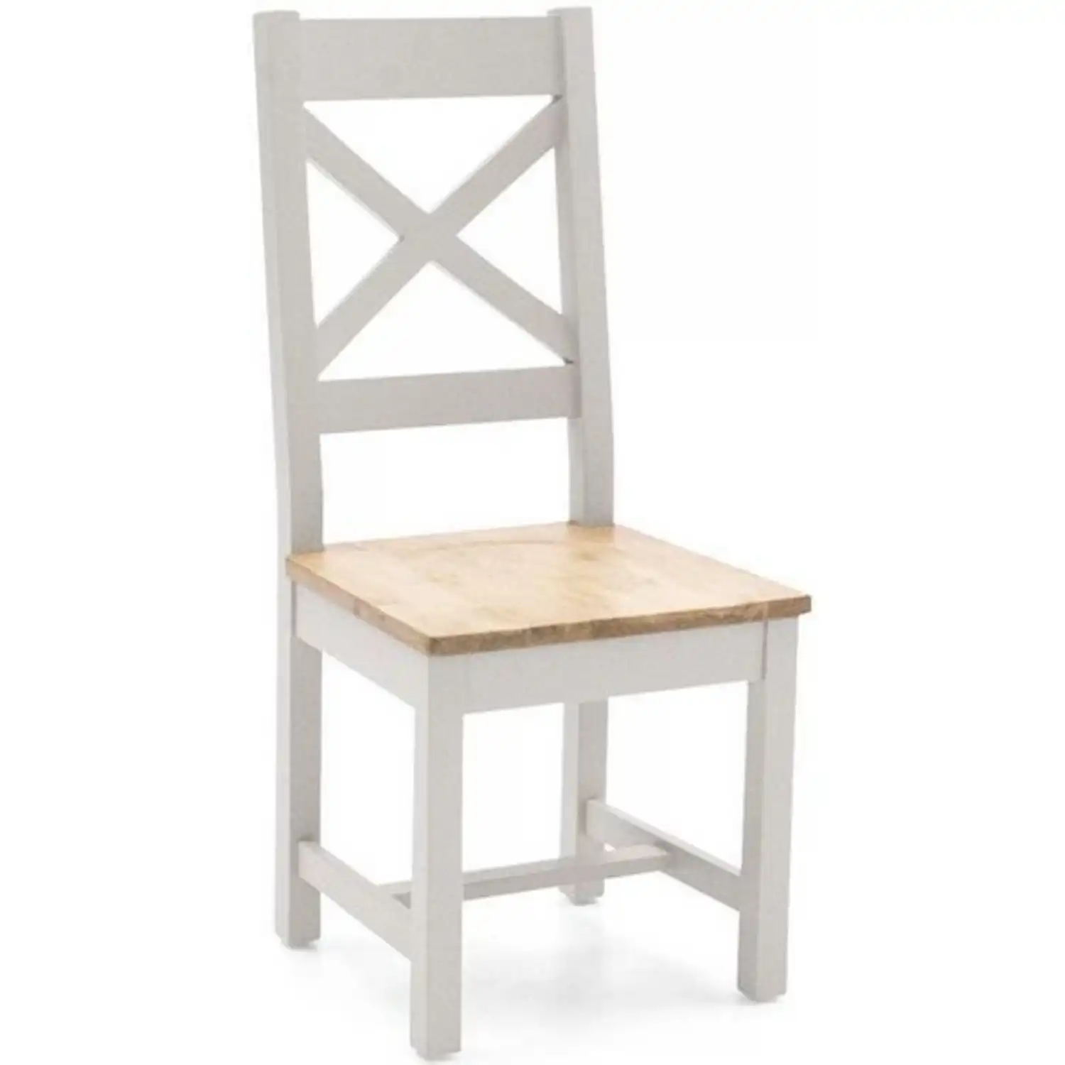 Oak Seat Cross Back Dining Chair in Grey