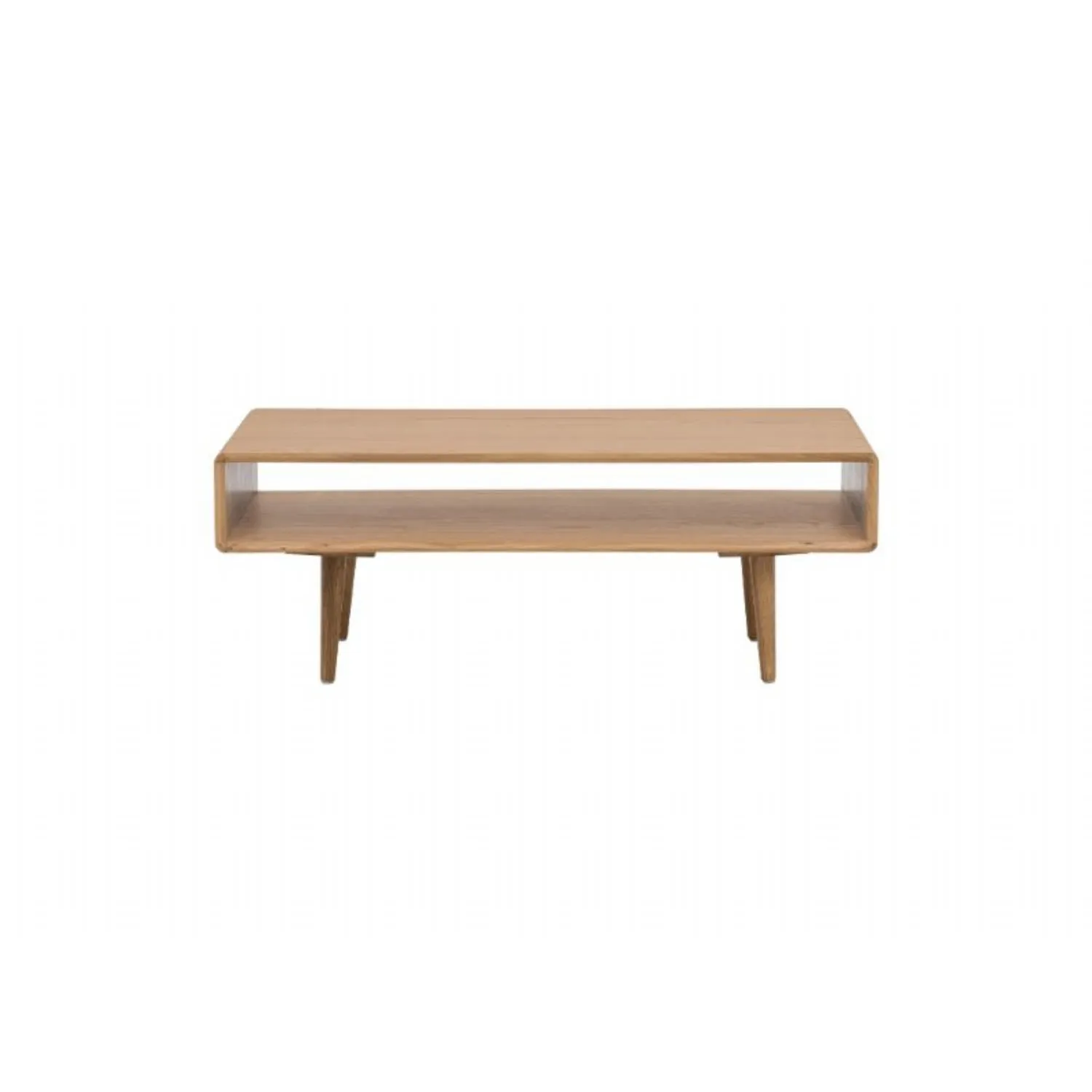 Retro Light Oak Finish Wooden 1 Shelf Coffee Table