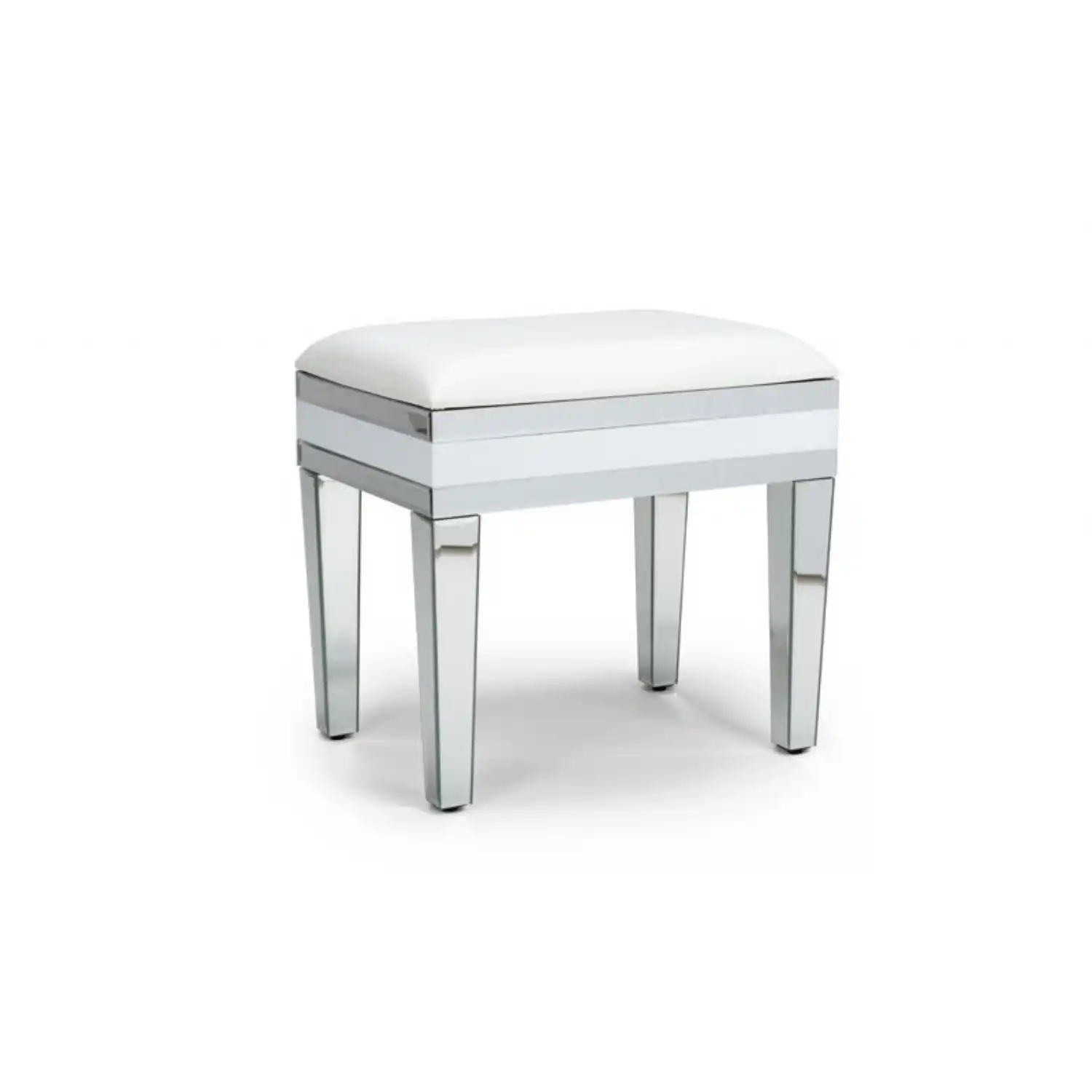 Mirrored Glass Fabric Seat Dressing Table Stool