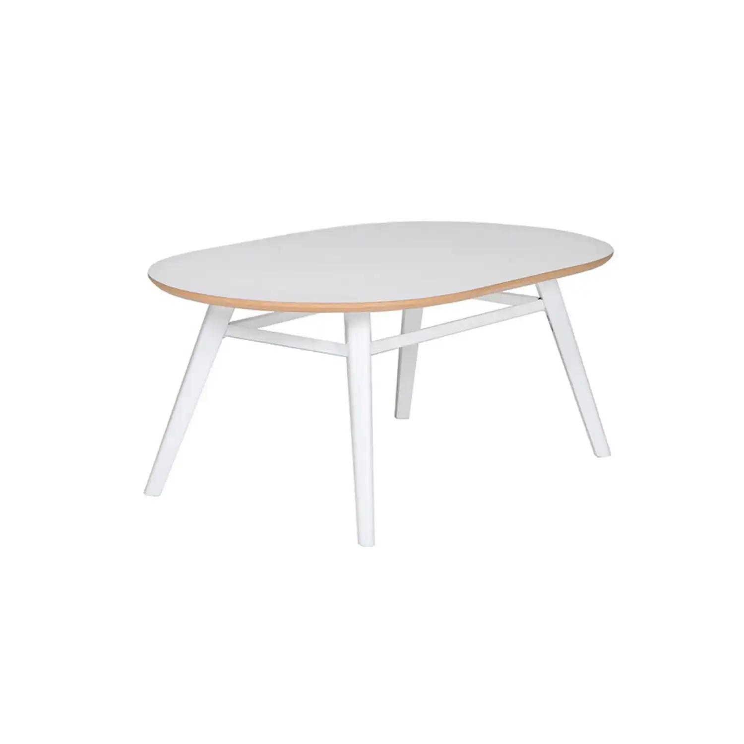 Coffee Table Oval 1000 White Top White Leg