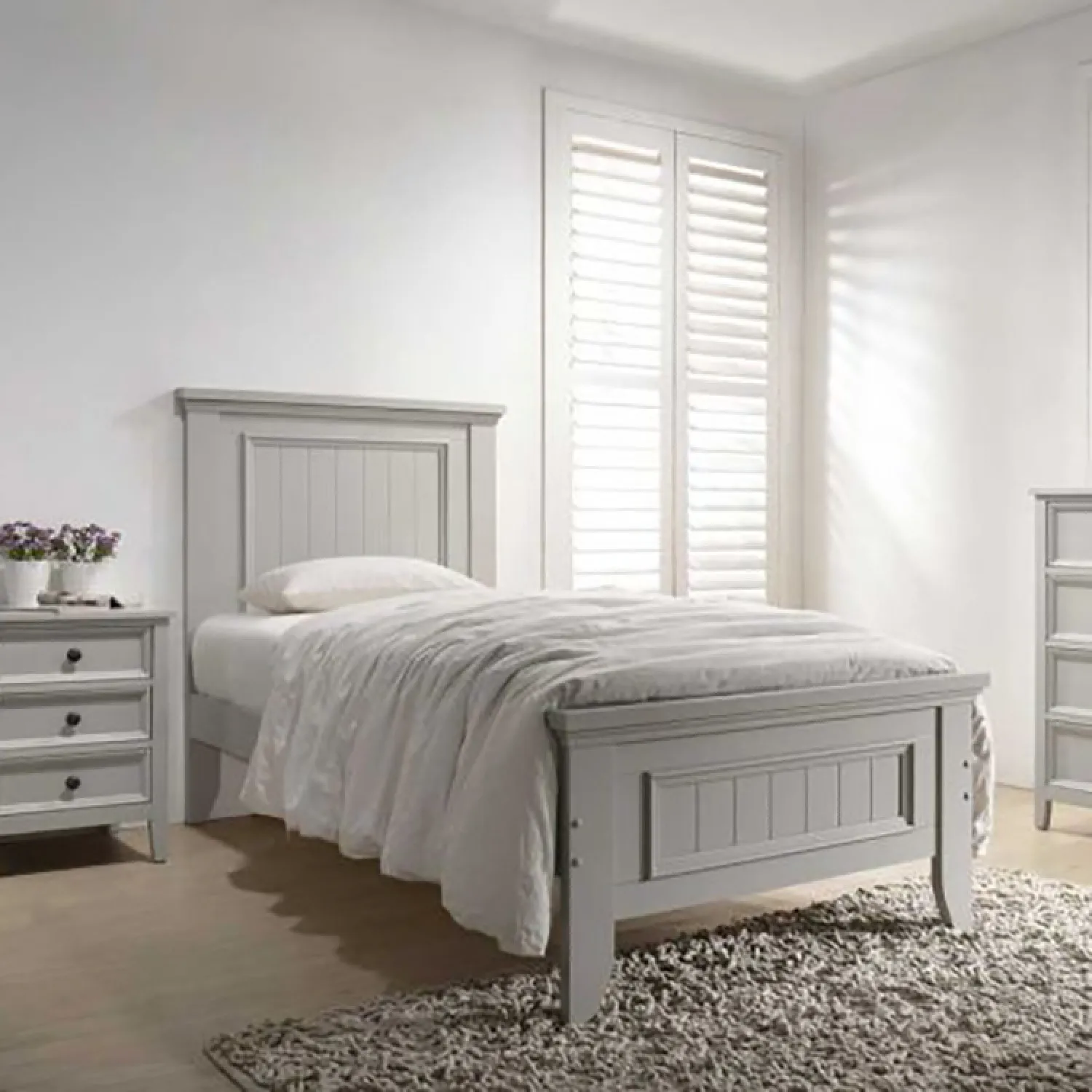 Clay Finish Wooden 3ft Single 90cm Panelled Bed