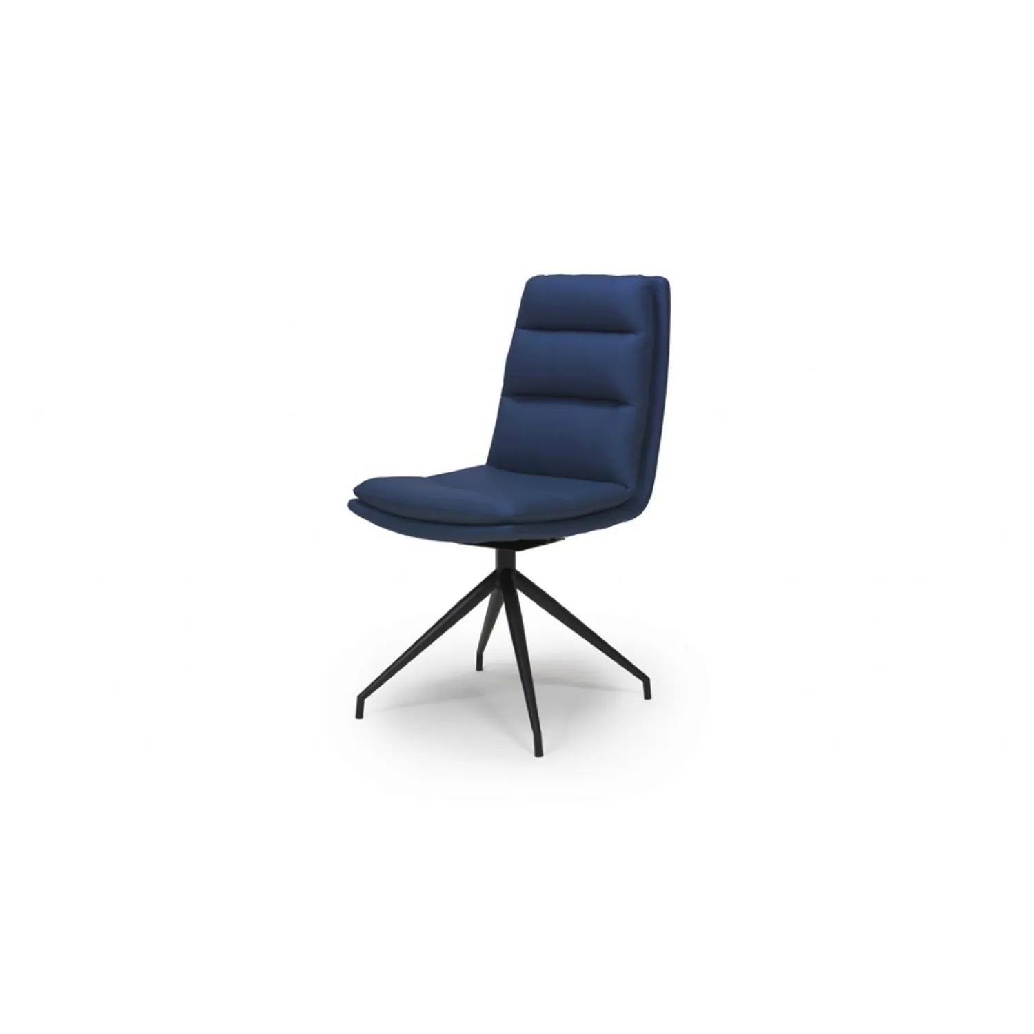 Blue Leather Swivel Dining Chair