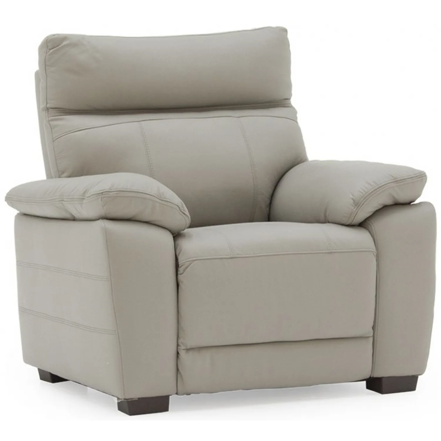 Light Grey Leather Upholstered Single Seater Sofa