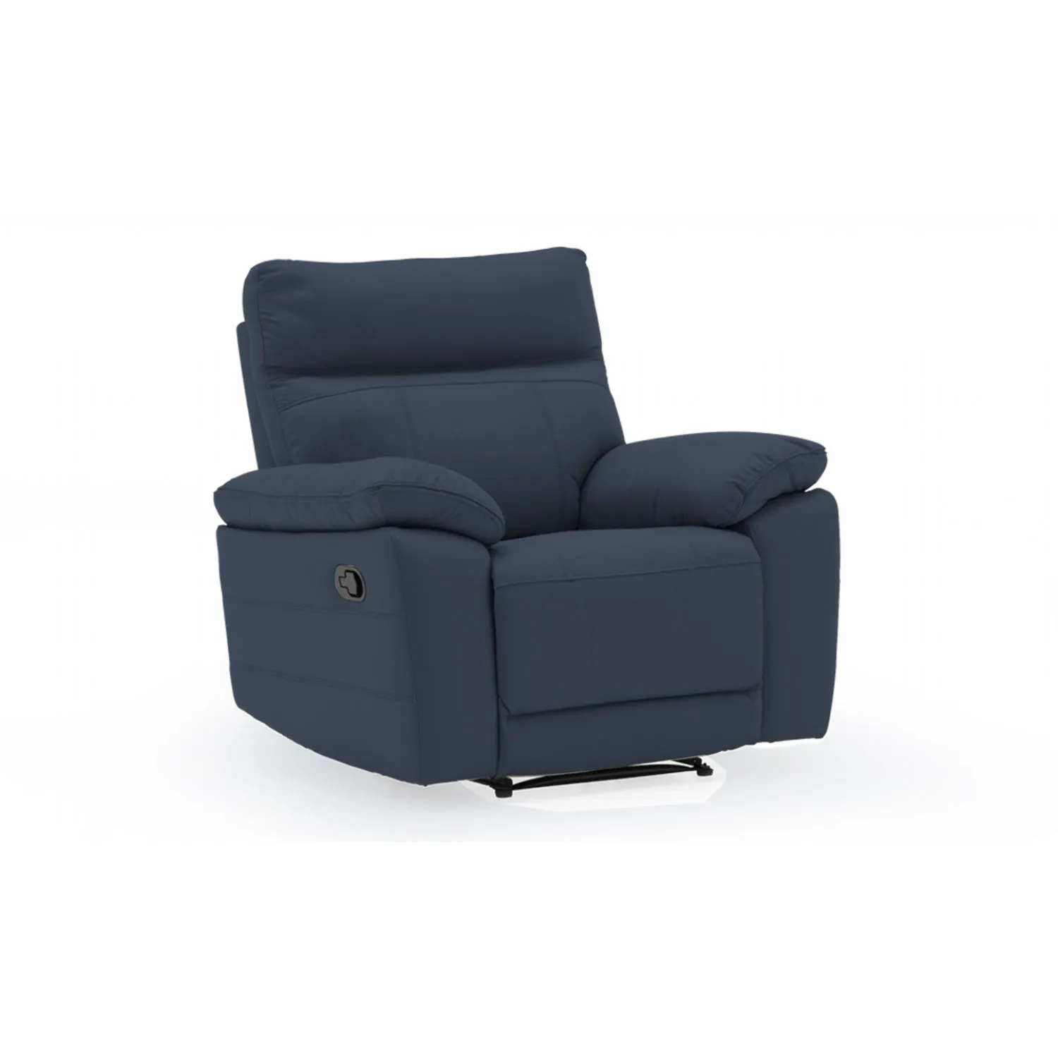 Blue Leather Match 1 Seater Recliner Wooden Frame