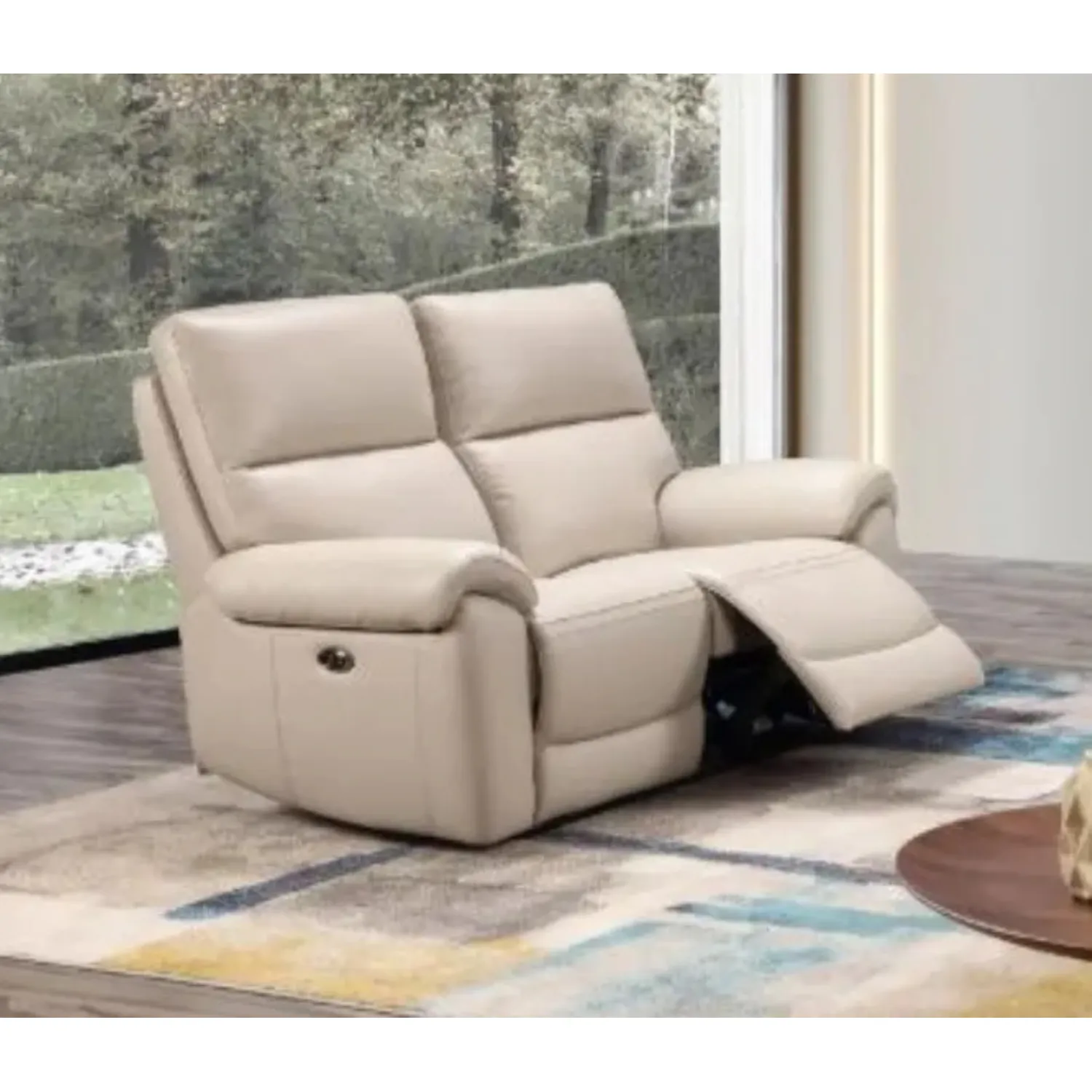 Power Chalk Leather 2 Seater Electric Recliner Sofa