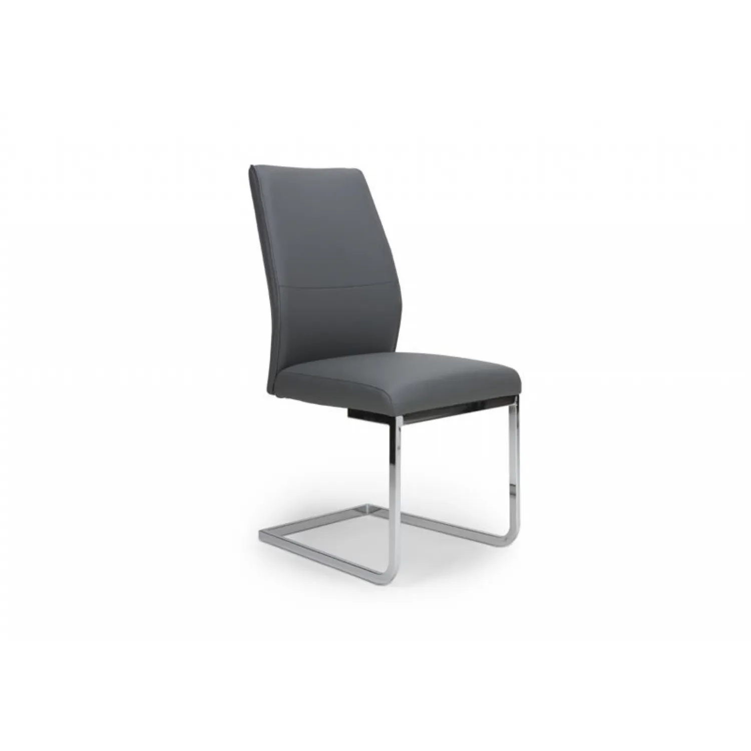 Grey Leather Cantilever Dining Chair Chrome Legs