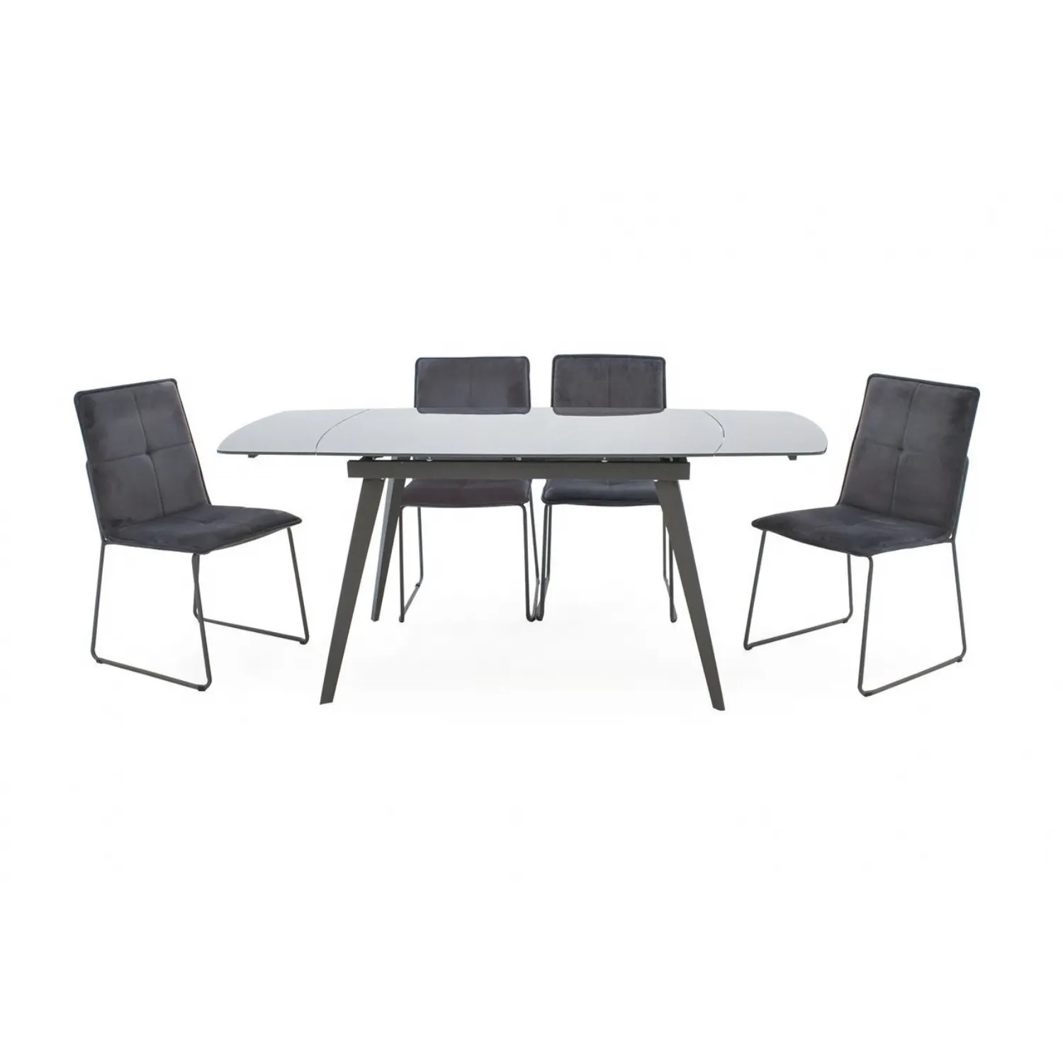 Cappuccino Glass Metal Large Extending Dining Table