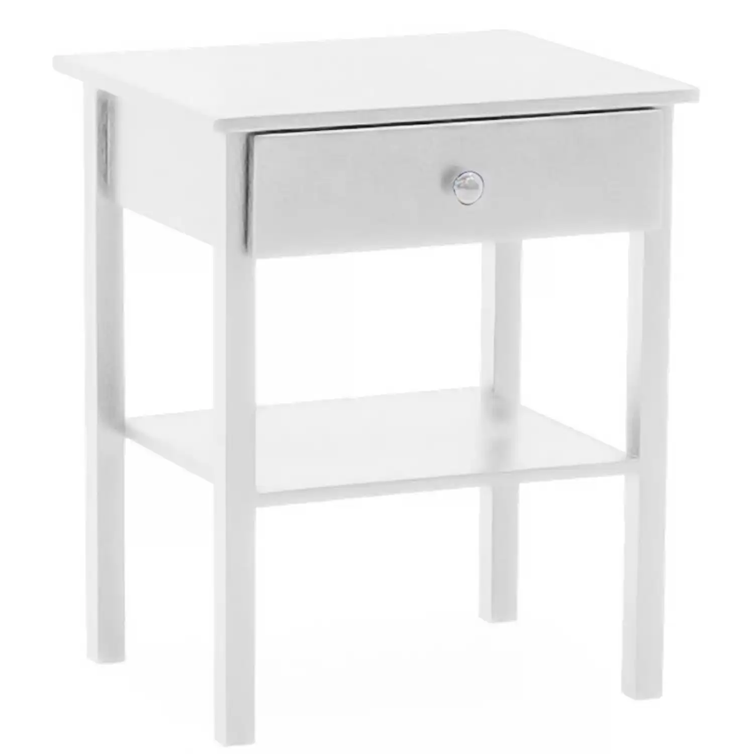 White Painted 1 Drawer 1 Shelf Bedside Table Cabinet